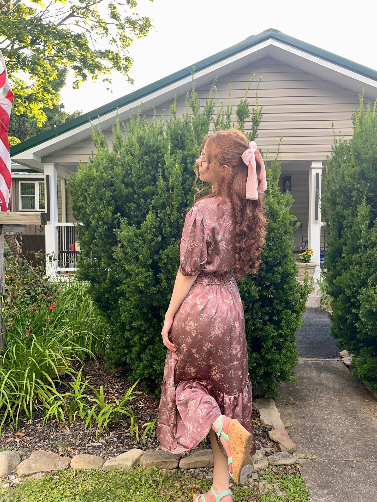 Tea N Rose dusty pink midi satin dress