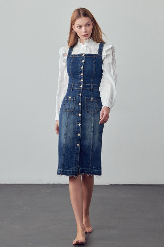 SUSPENDERS DENIM SKIRT FREE SHIPPING