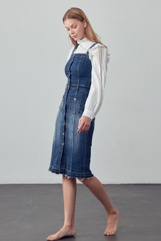 SUSPENDERS DENIM SKIRT FREE SHIPPING