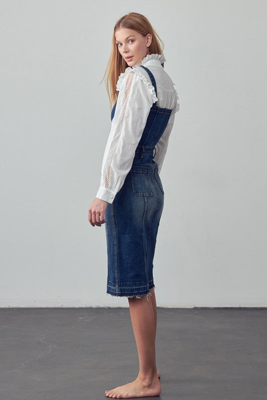 SUSPENDERS DENIM SKIRT FREE SHIPPING