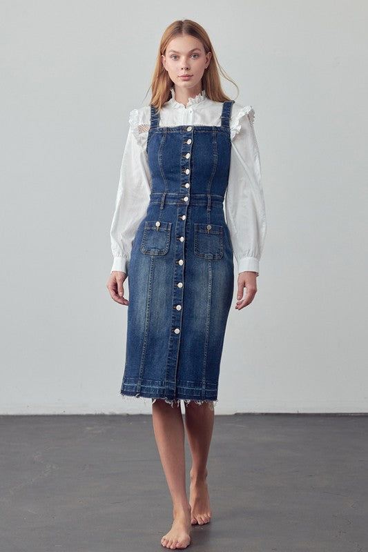 SUSPENDERS DENIM SKIRT FREE SHIPPING
