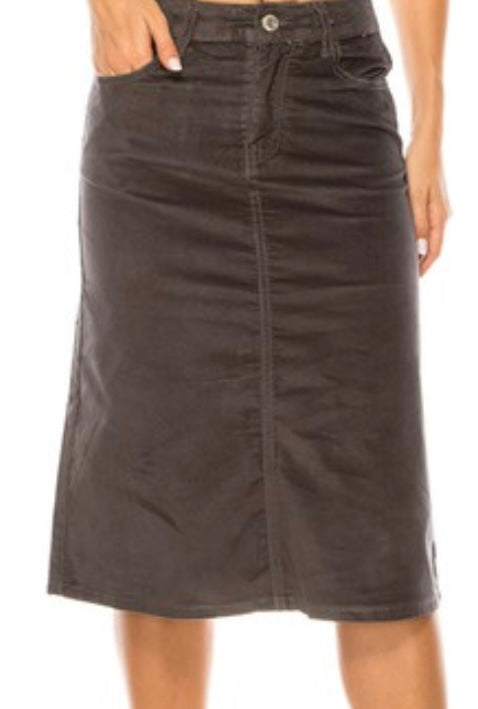 Velvet denim midi skirt Be Girl