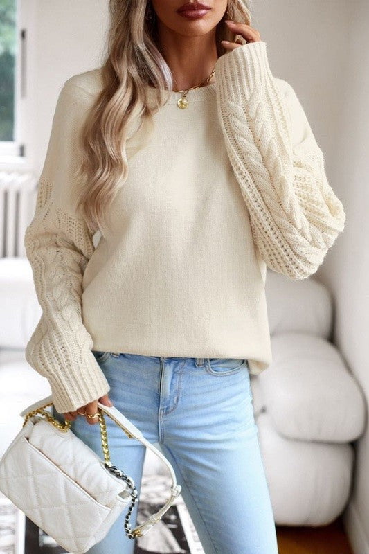 Cable knit sleeve sweater FREE SHIPPING