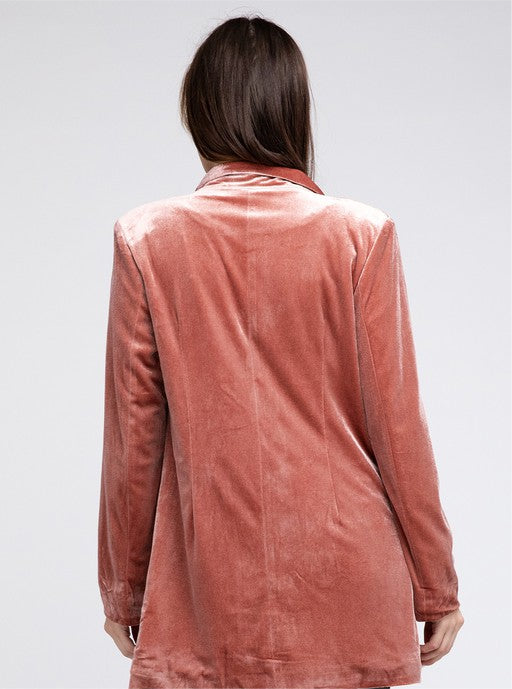 Shiny Velvet Peak Lapel Single Blazer FREE SHIPPING