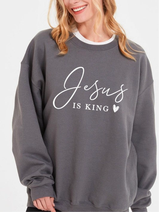 Jesus is King Graphic Plus Sweatshirt FREE SHIPPING