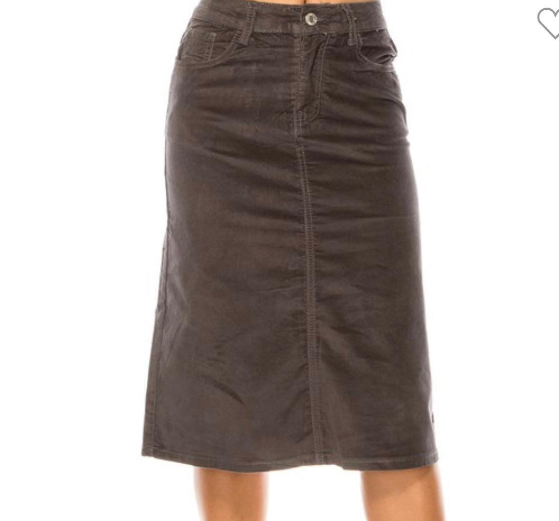 Velvet denim midi skirt Be Girl