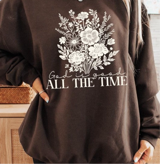 God Is Good Floral Graphic Sweatshirt FREE SHIPPING