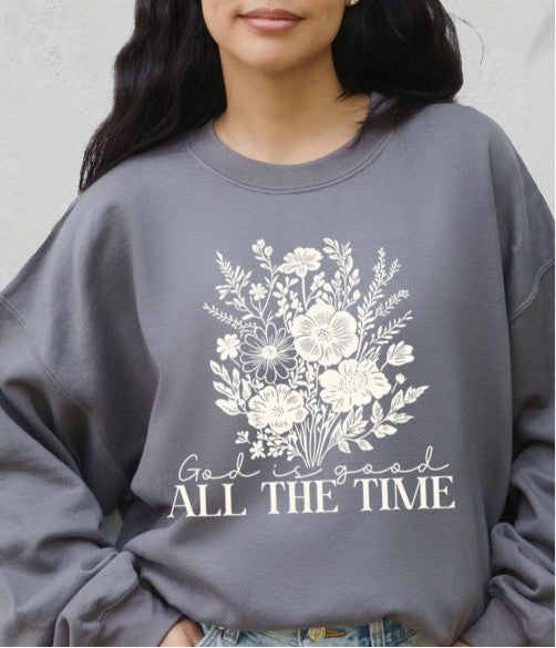 God Is Good Floral Graphic Sweatshirt FREE SHIPPING