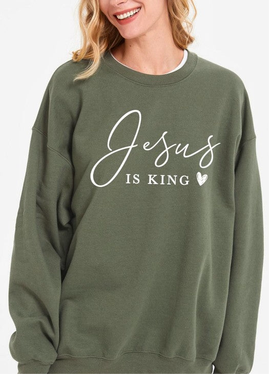 Jesus is King Graphic Plus Sweatshirt FREE SHIPPING