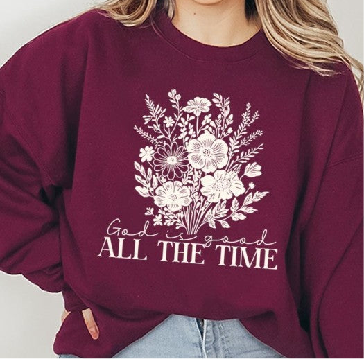God Is Good Floral Graphic Sweatshirt FREE SHIPPING