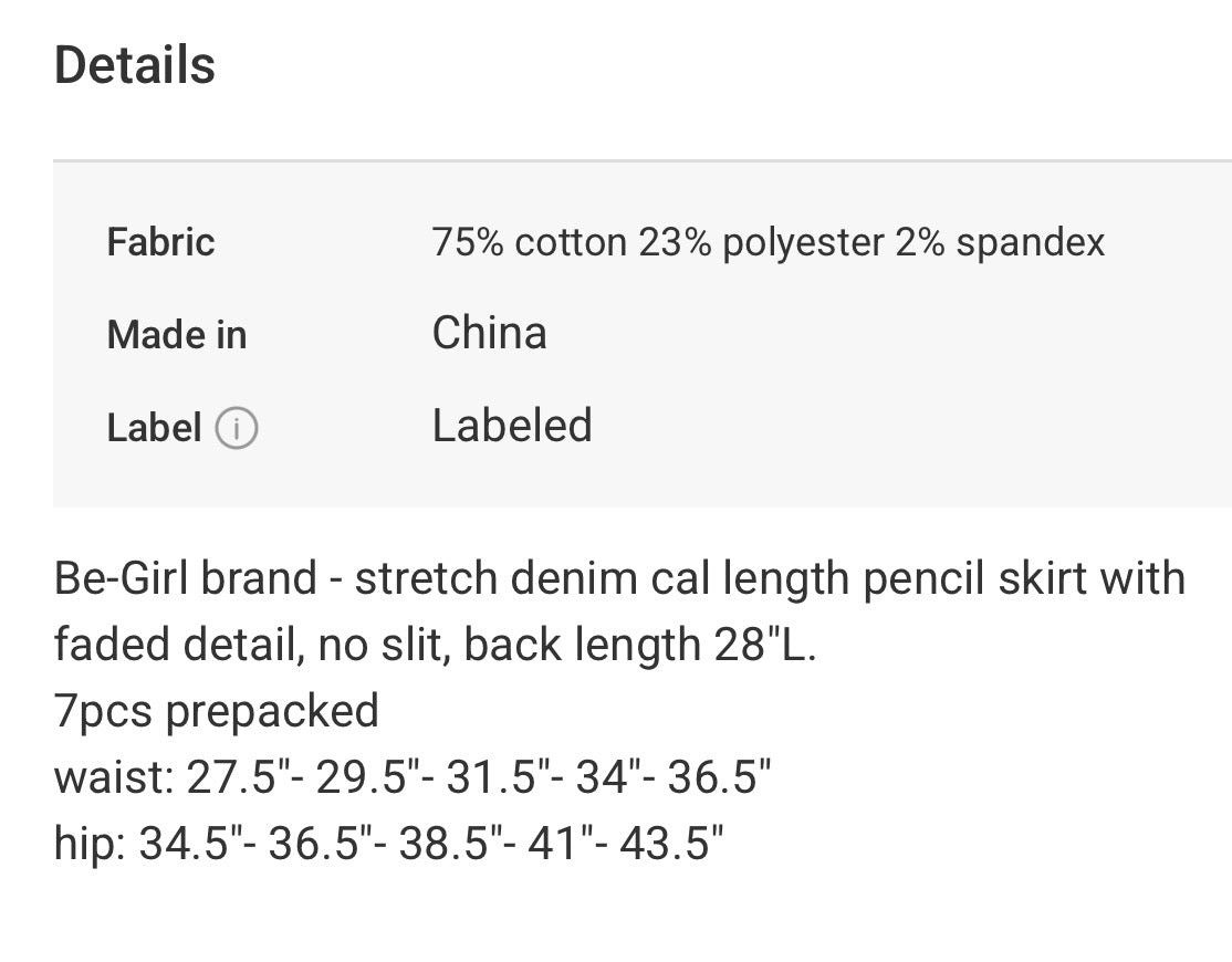 Mixed blue Be Girl denim blue jean skirt midi SHIPPING INCLUDED