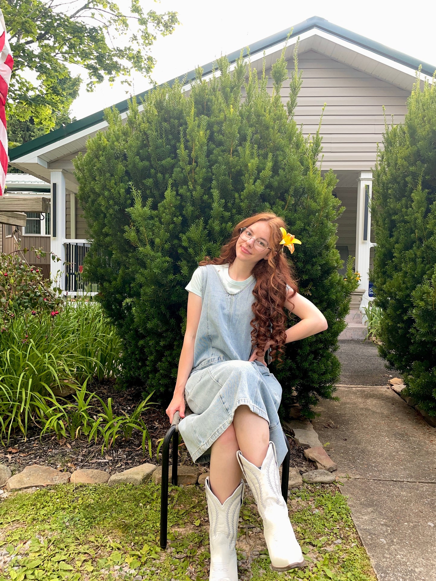 Tea N Rose binned denim jumper dress (size down)
