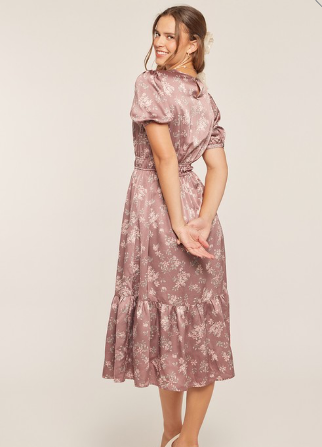 Tea N Rose dusty pink midi satin dress