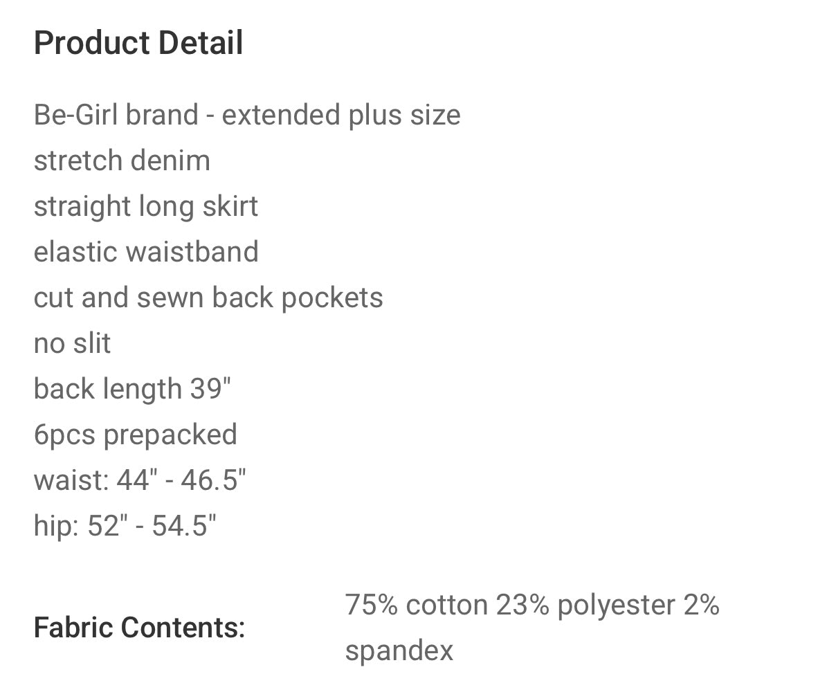Long Denim plus Be Girl skirt