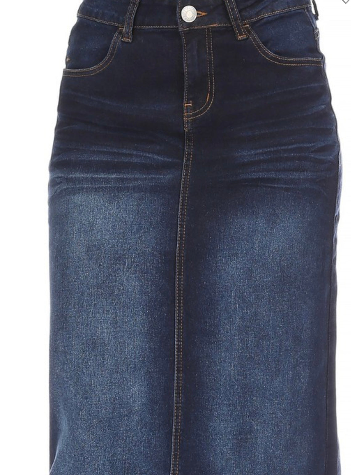 Be Girl long dark wash denim blue jean skirt FREE SHIPPING