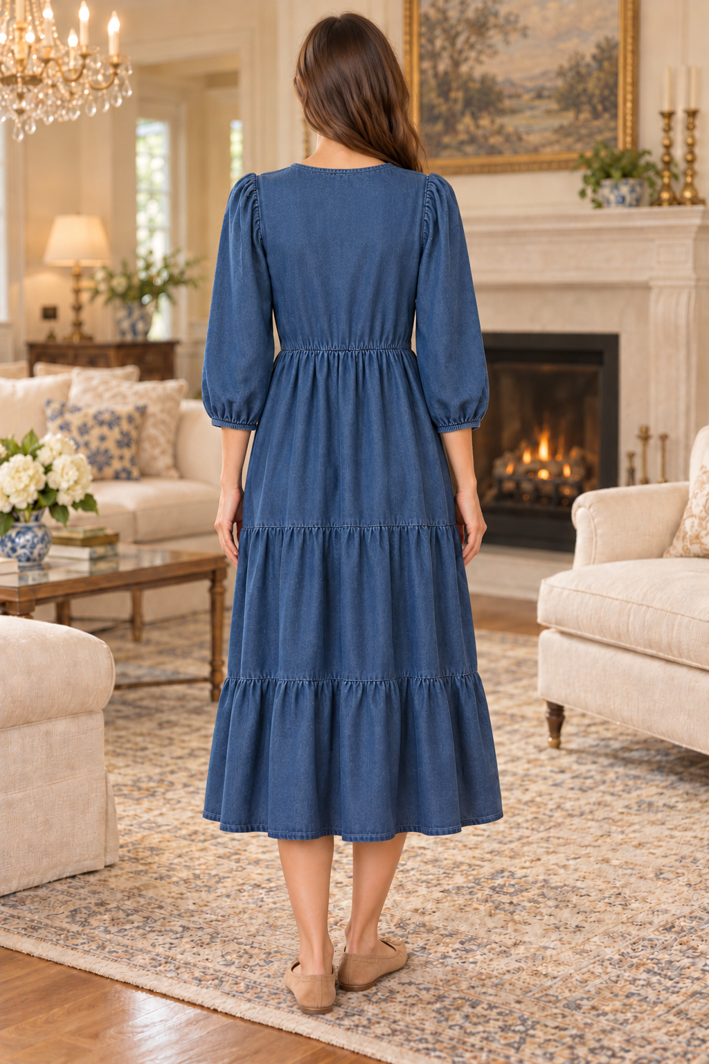 Blu Peppers layered denim dress midi (chest tee not included)