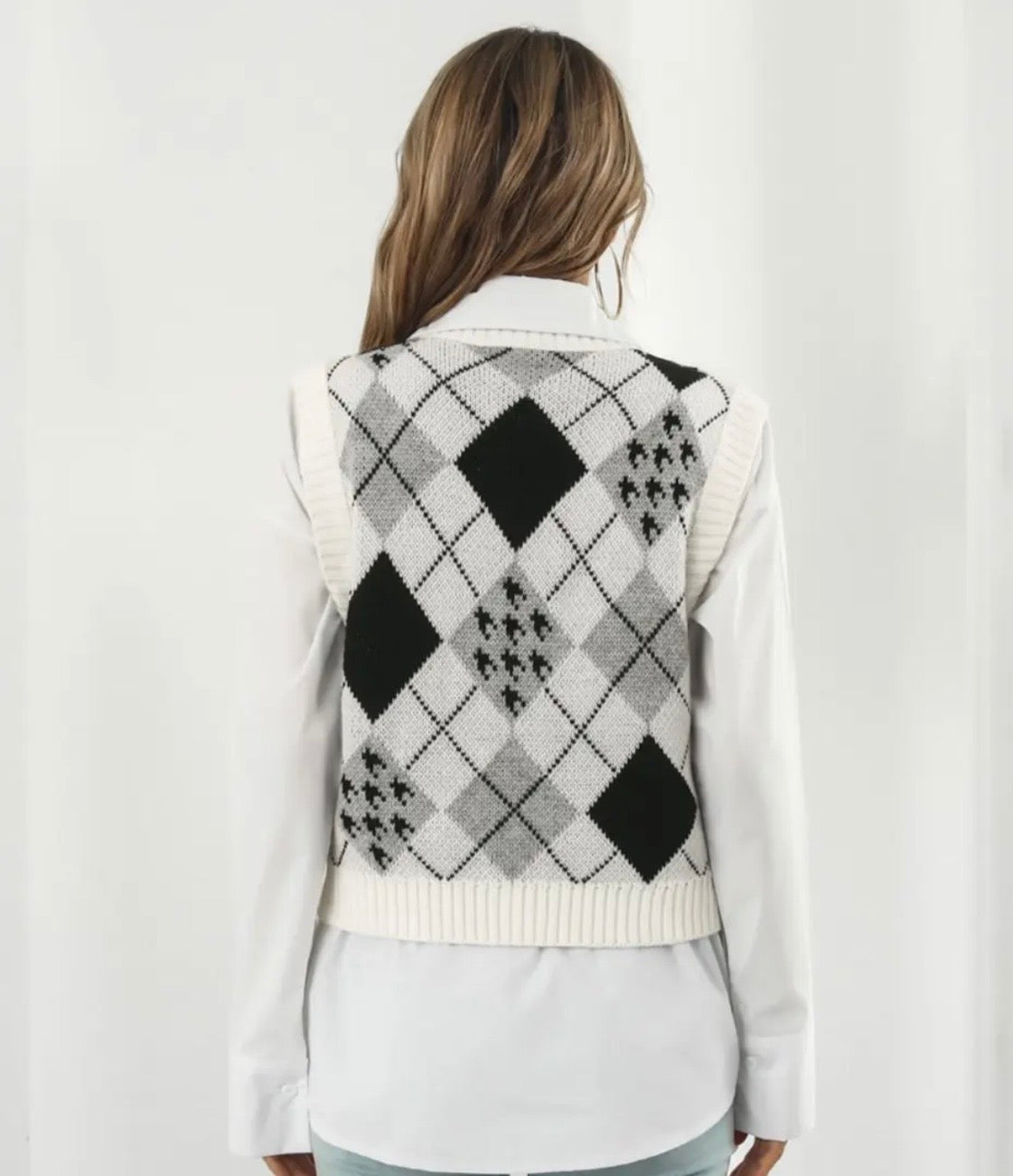 V-Neck Plaid Sweater Vest