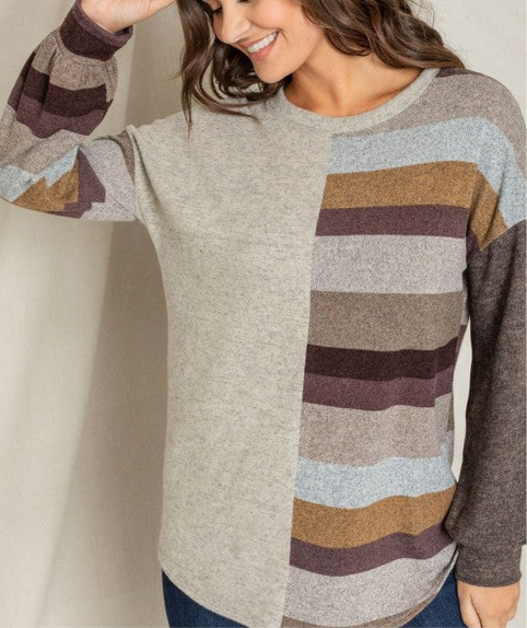 Stripe Contrast Color Block Tunic