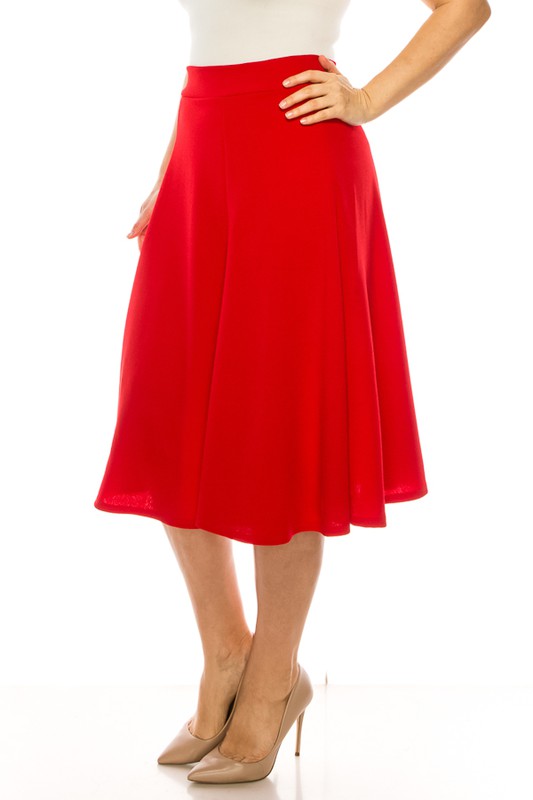 Plus size, paneled, A-line midi skirt