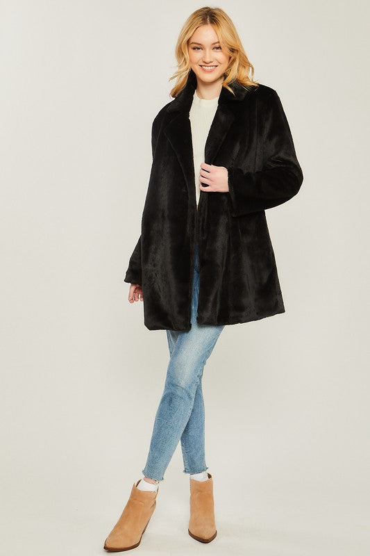 Woven Solid  Collar Coat