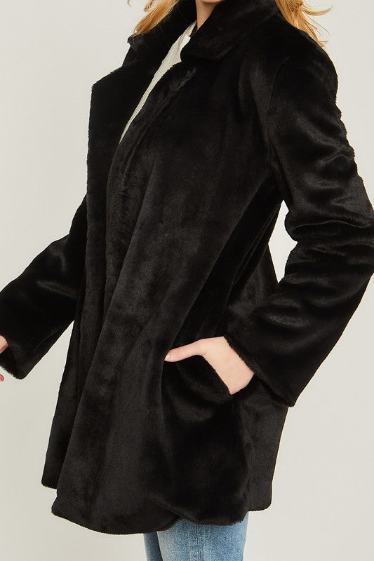 Woven Solid  Collar Coat