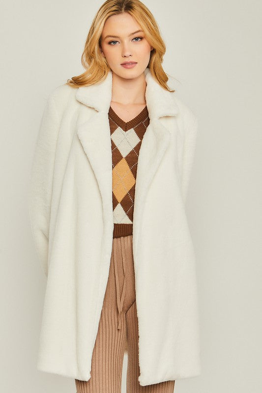 Woven Solid  Collar Coat