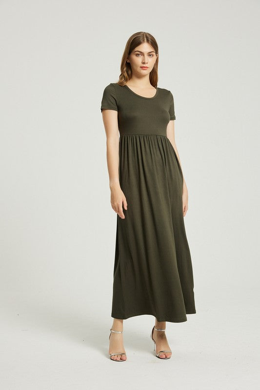 Hazel Olive Maxi Dress With Pocket