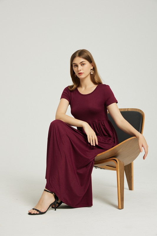 Hazel wine Maxi Dress With Pocket