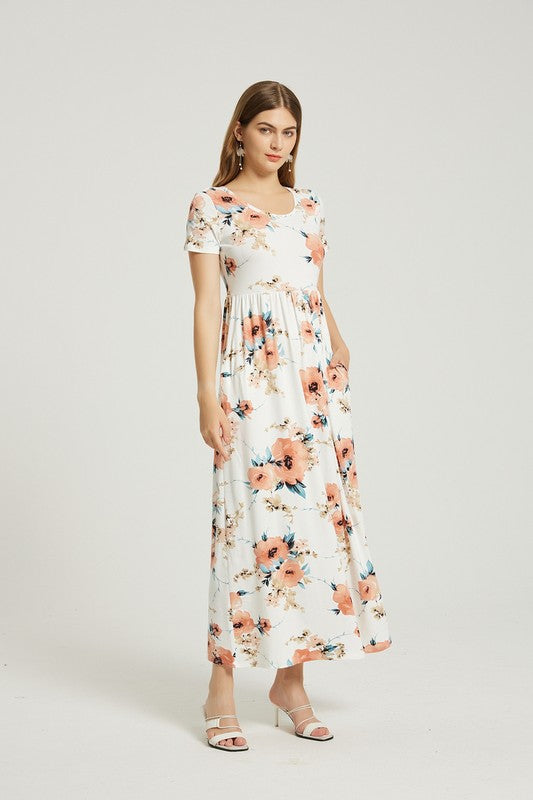 Hazel black  Floral Maxi Dress With Pocket