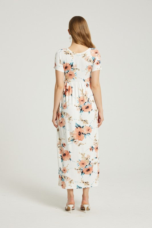 Hazel black  Floral Maxi Dress With Pocket