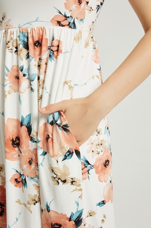 Hazel black  Floral Maxi Dress With Pocket