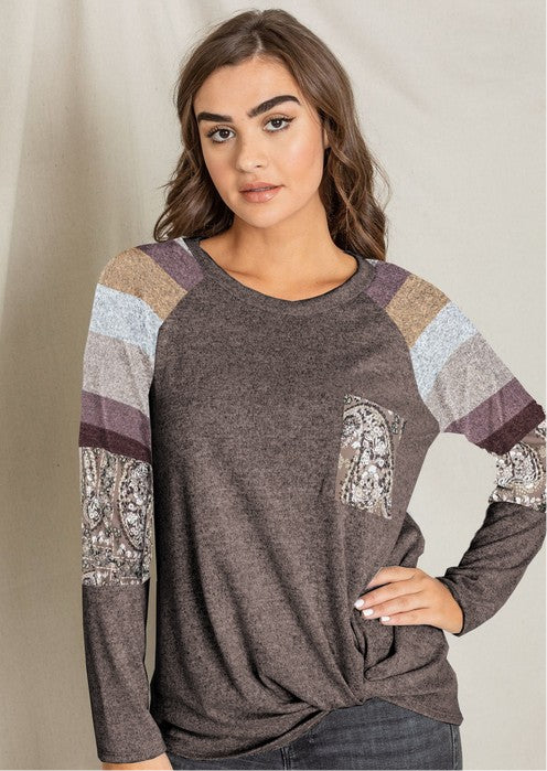 Chest Pocket Front Twist Tunic