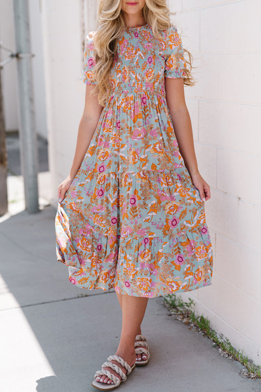 Flora Round Neck Midi Dress