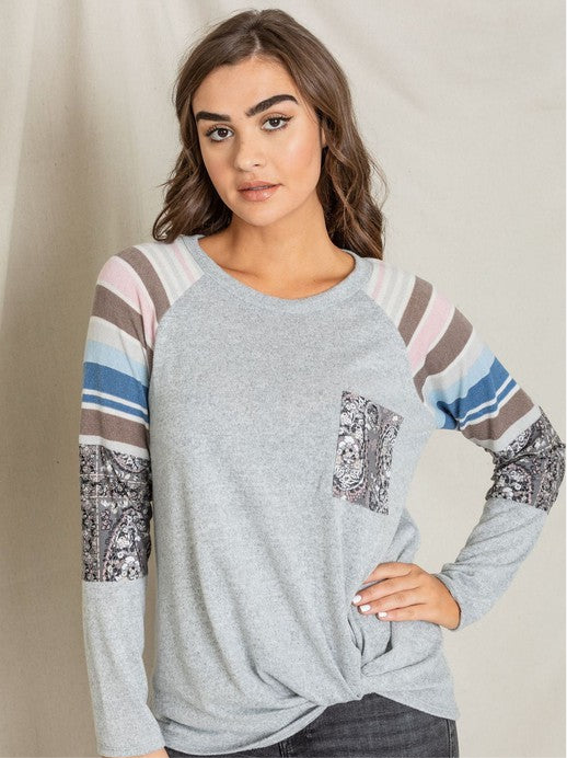 Chest Pocket Front Twist Tunic