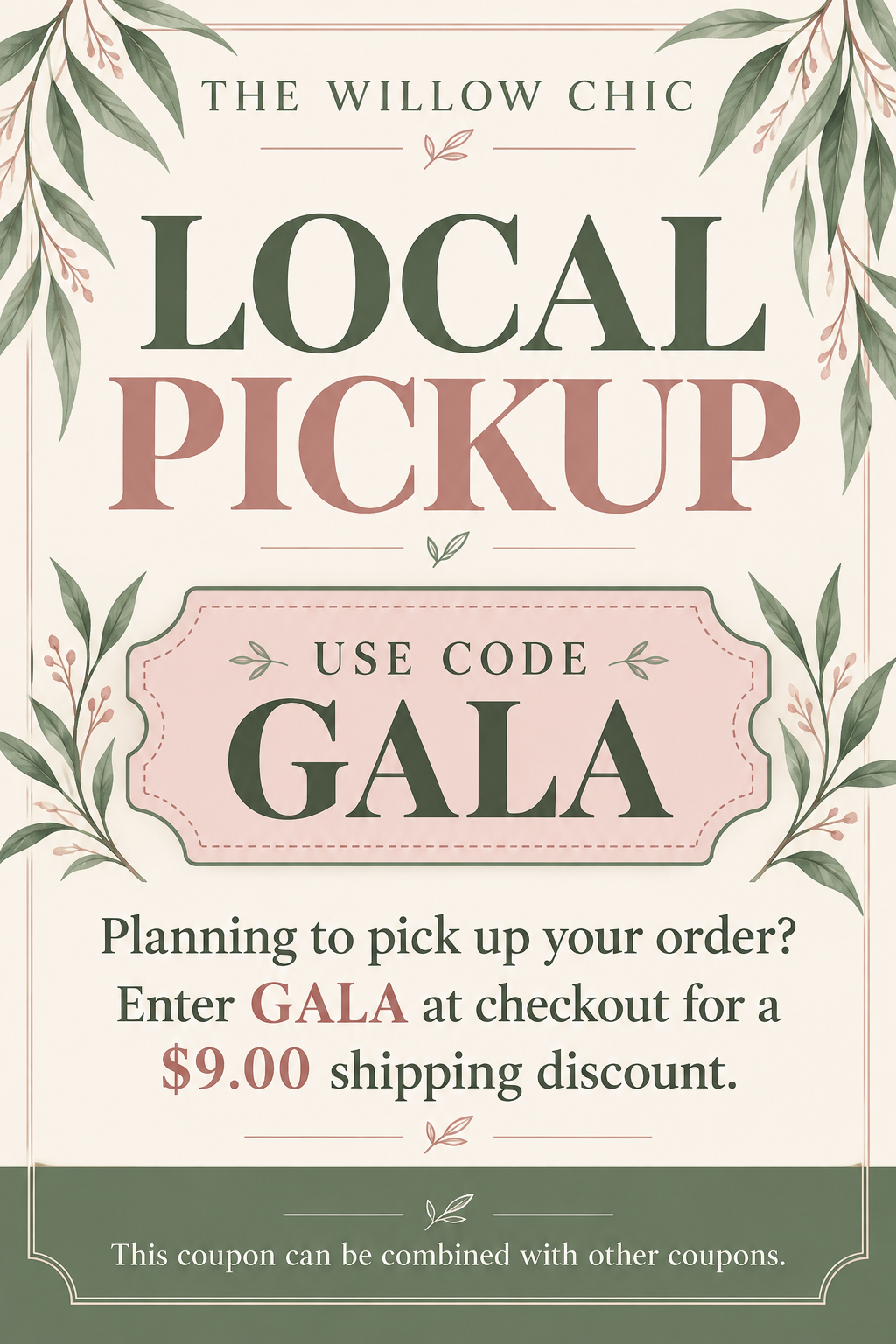 Local pickup coupon code