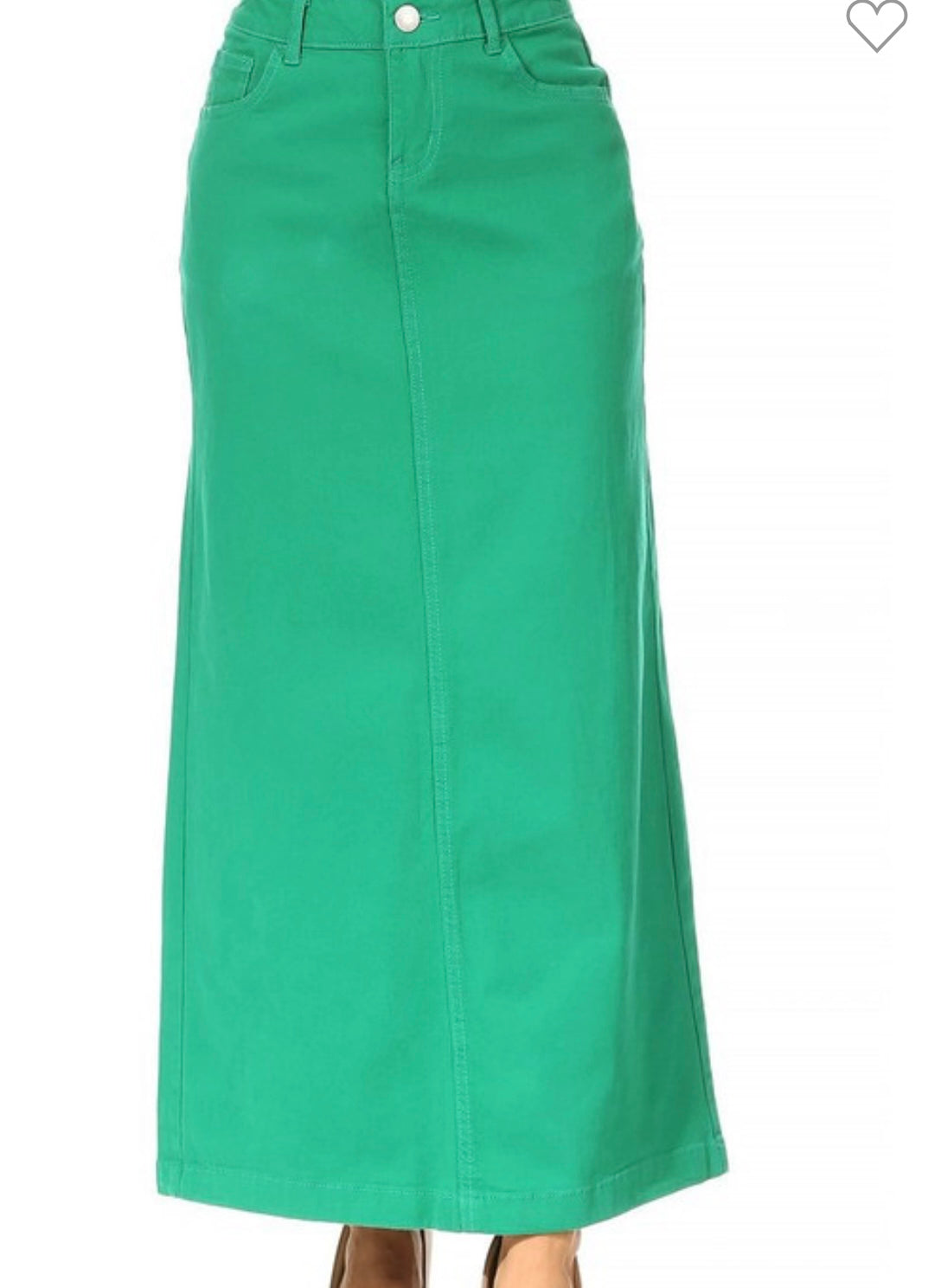 Long Green Be Girl denim skirt