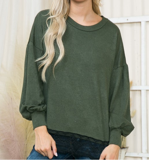 Lace Bottom Light Sweater Knit