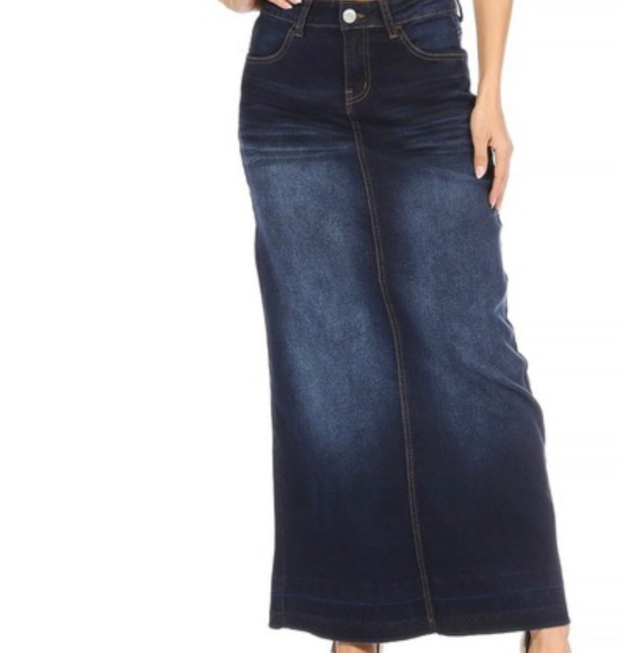 Long dark Be Girl Denim Skirt