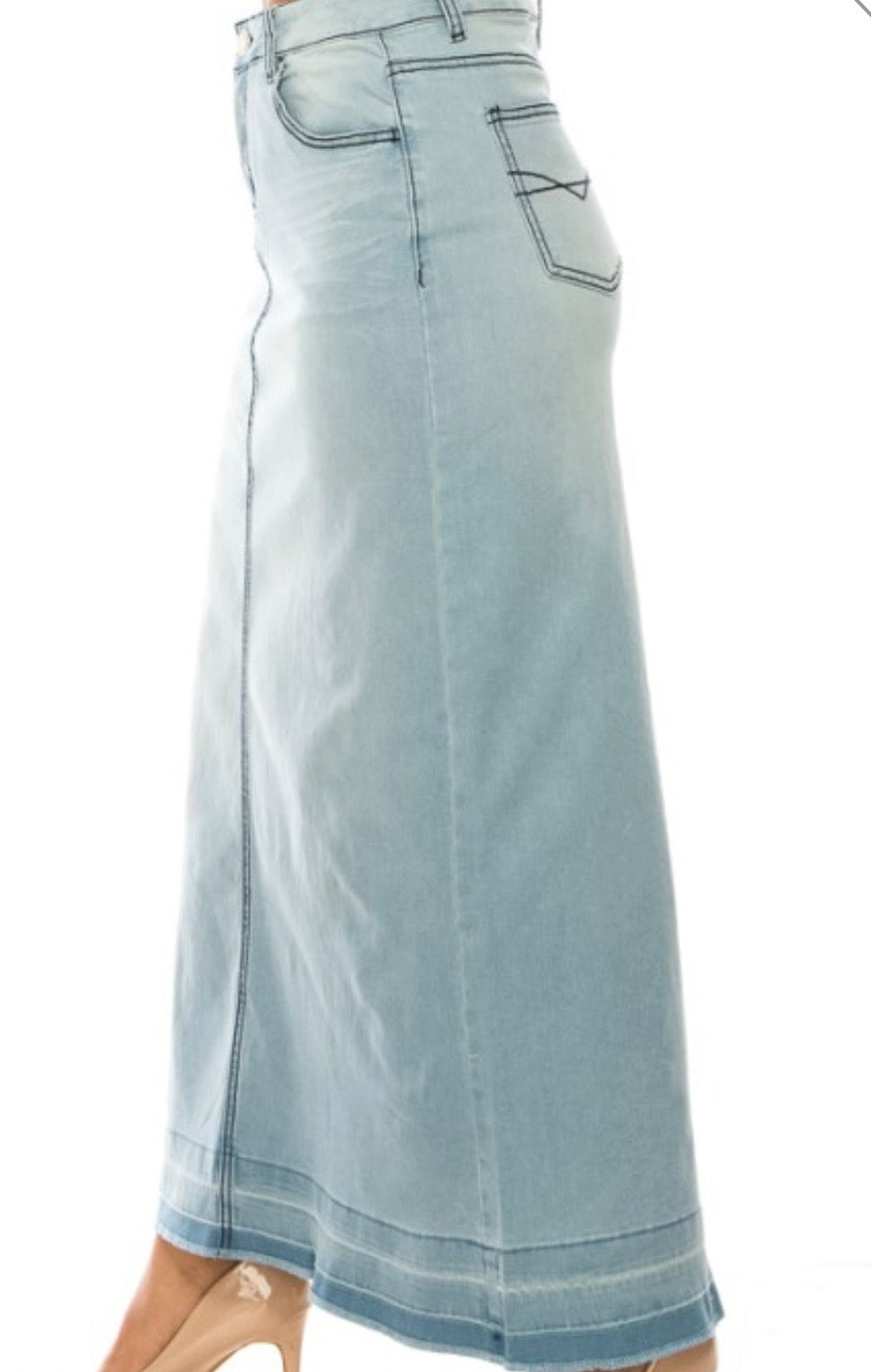 Be Girl Long denim blue jean skirt FREE SHIPPING