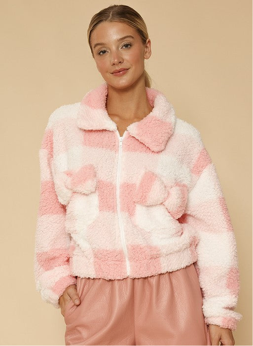 Sherpa bow zip up jacket JoJo Collection FREE SHIPPING