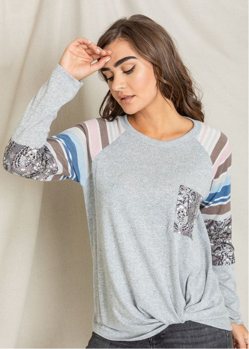 Chest Pocket Front Twist Tunic