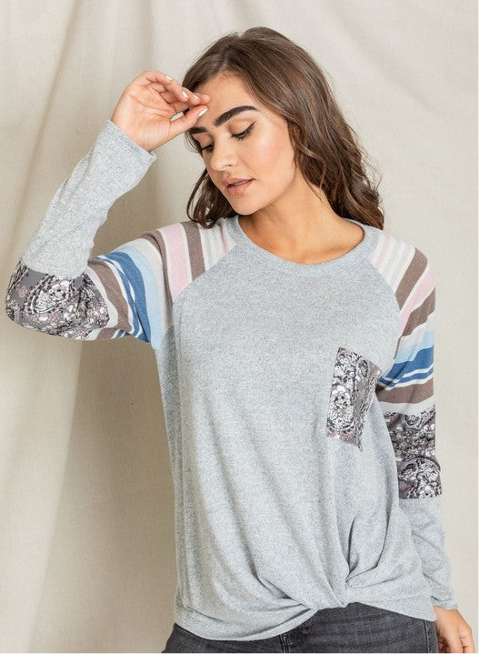 Chest Pocket Front Twist Tunic