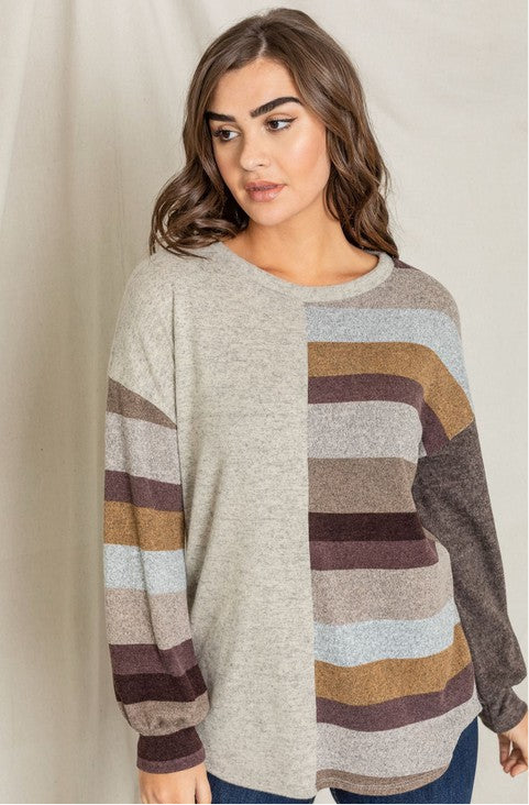 Stripe Contrast Color Block Tunic