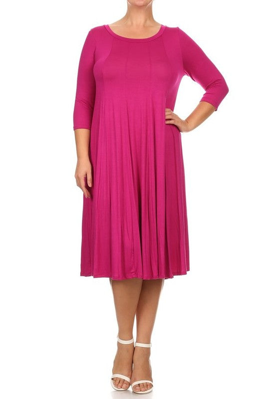 Cynthia 3/4 sleeve midi dress