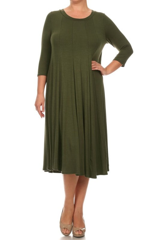 Cynthia 3/4 sleeve midi dress