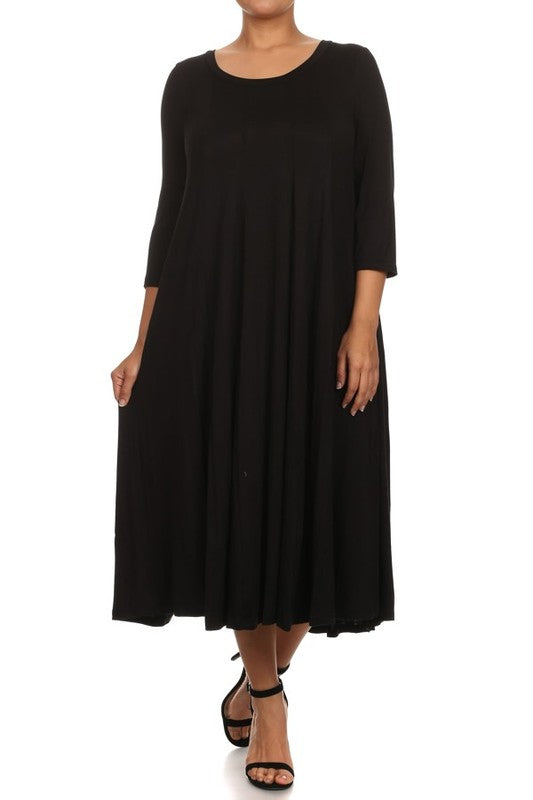 Cynthia 3/4 sleeve midi dress