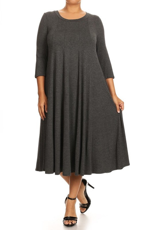 Cynthia 3/4 sleeve midi dress