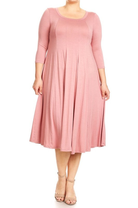 Cynthia 3/4 sleeve midi dress