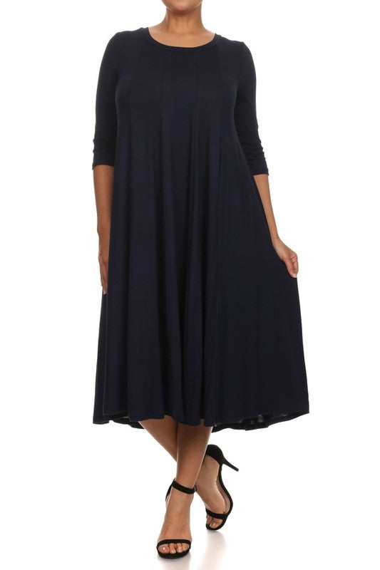 Cynthia 3/4 sleeve midi dress