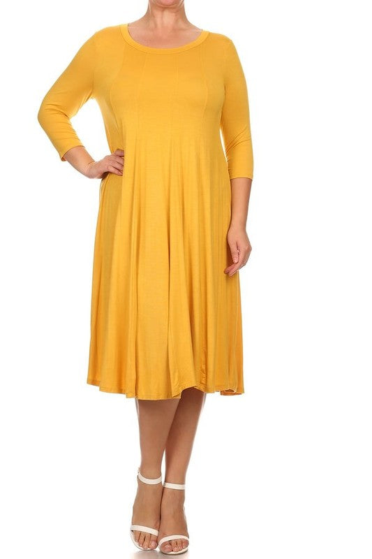 Cynthia 3/4 sleeve midi dress